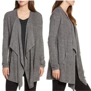 Barefoot Dreams Cozychic Lite Island Wrap Cardigan in Carbon Grey size S/M